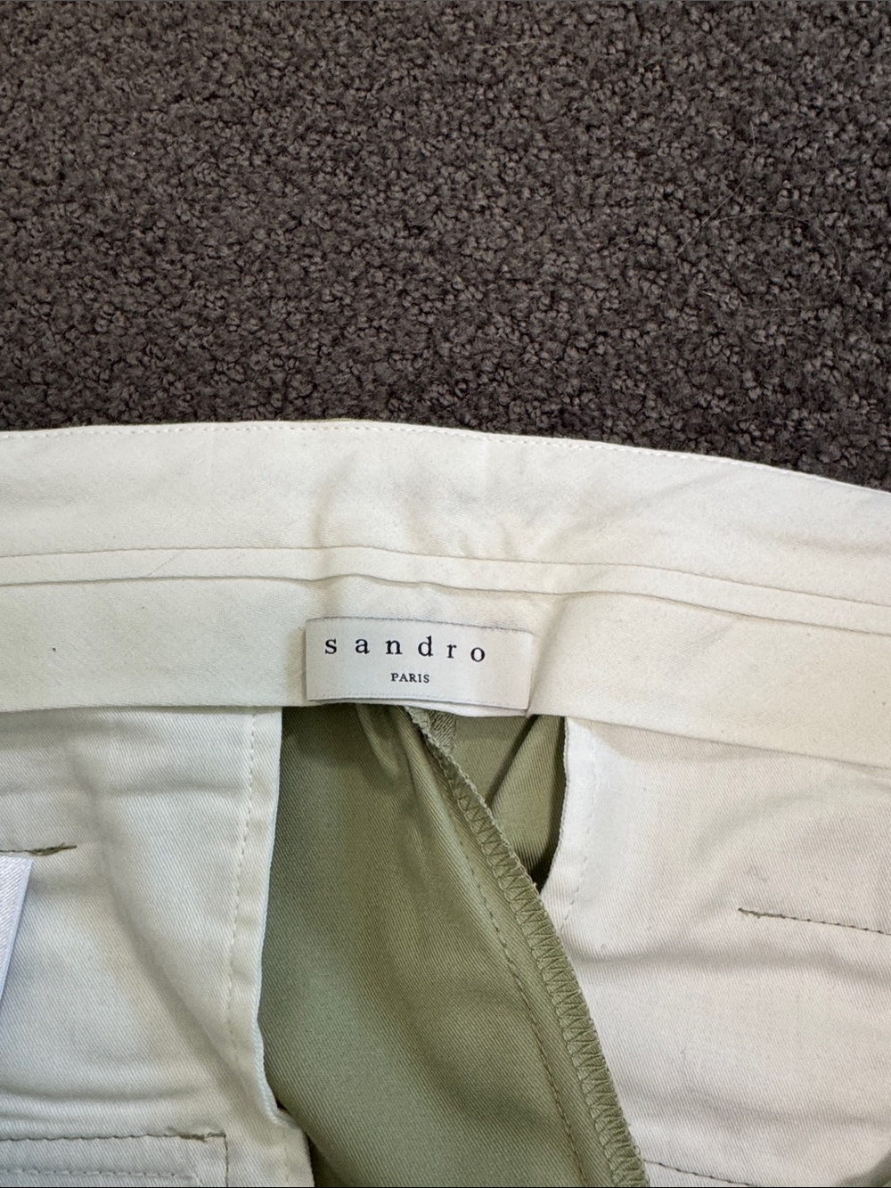 Sandro Light Olive Green High-Waist Chinos with Tie Belt size 38 EU - Picture 3 of 7